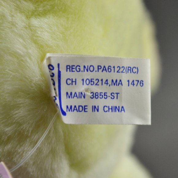 Dinky the Yellow Dinosaur Puffkins by Swibco Style 6633 Bean Bag Plush - Picture 5 of 8